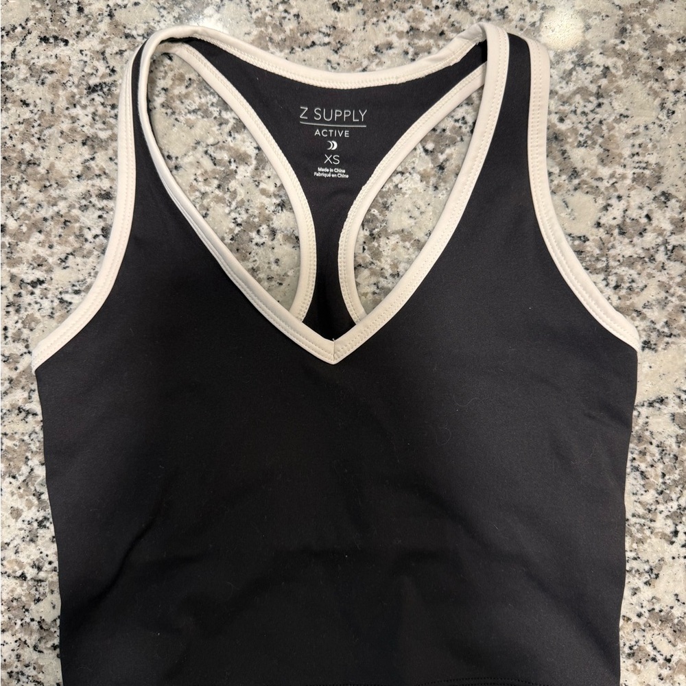 Z Supply Black and Cream Sports Bra